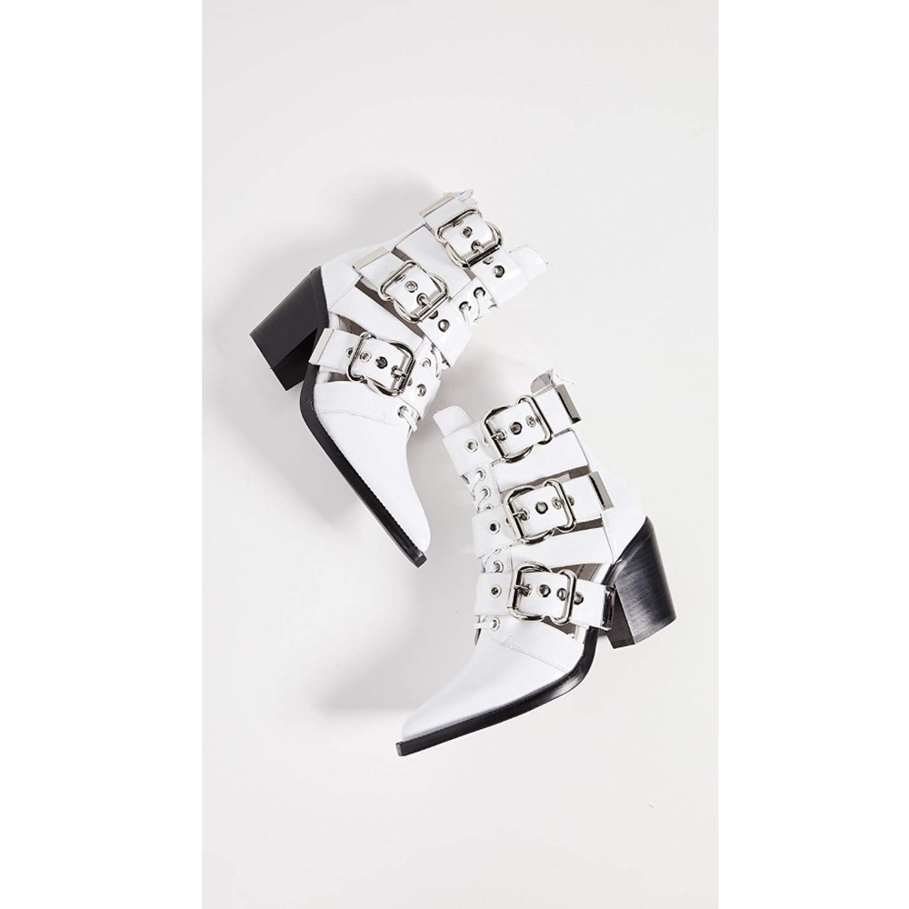Jeffrey Campbell white zipper boots